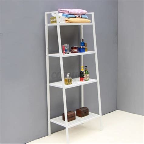 4 Tier White Ladder Shelf Display Unit Free Standing Book Stand Shelves