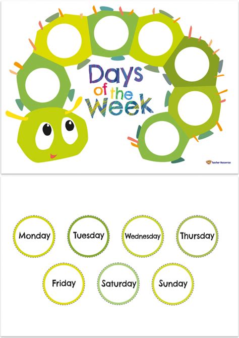 Preschool Days Of The Week Printables
