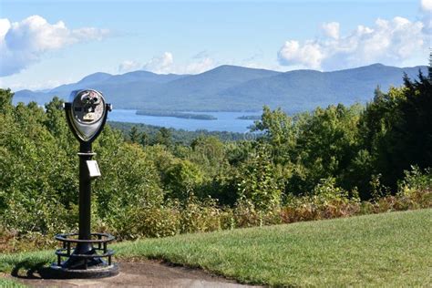 View Of Lake George From Prospect Mountain In New York Stock Photo