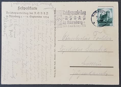 Germany Third Reich Original Official Nazi Postcard Nsdap Nurnberg