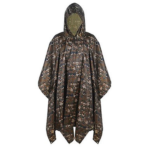 Waterproof Army Hooded Ripstop Festival Rain Poncho Military Camping