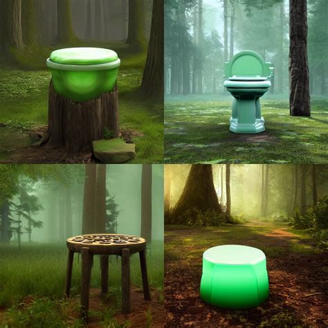 A Toilet Stool Made Of Jade In The Middle Of A Forest Stable