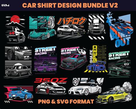 50 Sport Car Streetwear Designs T Shirt Design Bundle Etsy