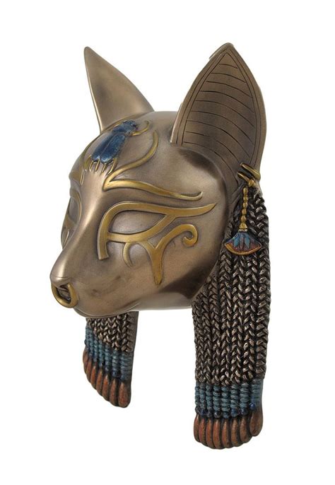 Egyptian Goddess Bastet Cat Head Mask Bronzed Wall Hanging Egyptian Cat Goddess Egyptian