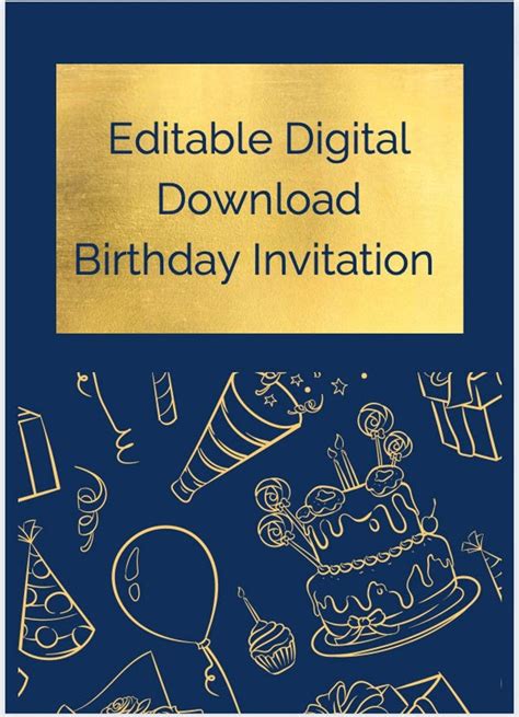 Digital Download Birthday Invitation Editable Etsy