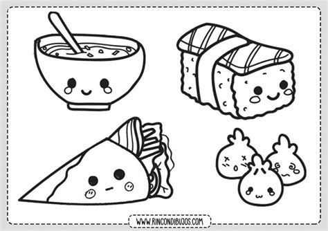 Dibujos Kawaii de Comida para colorear - Rincon Dibujos | Dibujos