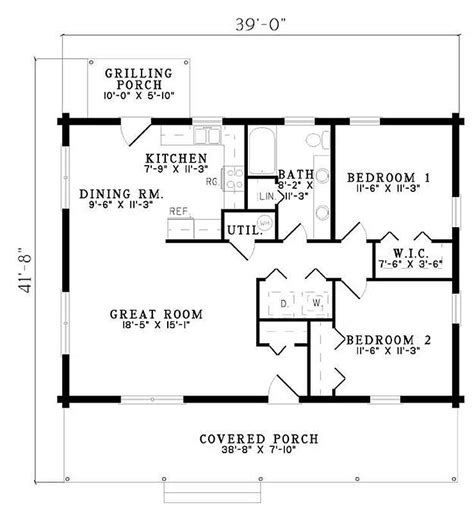Plan 110 00919 2 Bedroom 1 Bath Log Home Plan