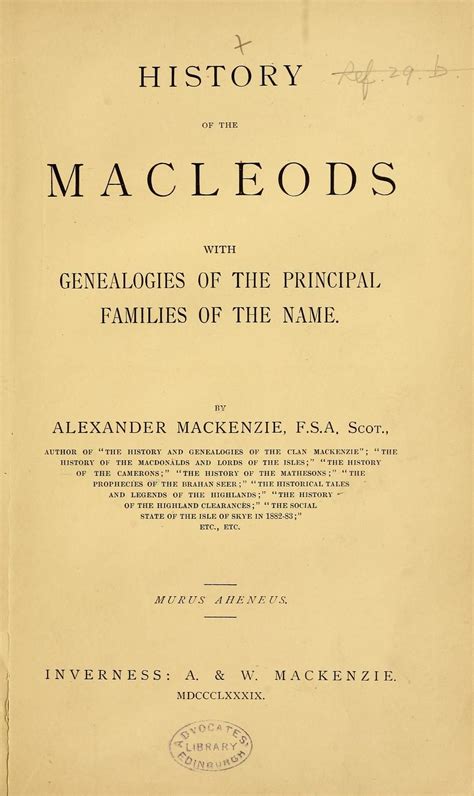 History Of The Macleods With Genealogies Of The Principal Families Of