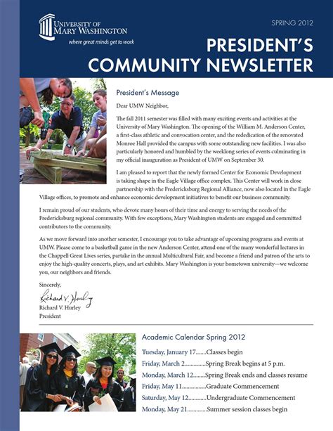 Presidents Community Newsletter Spring 2012 By University Of Mary