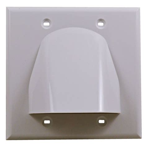 White Double Gang Low Voltage Cable Pass Through Wall Face Plate