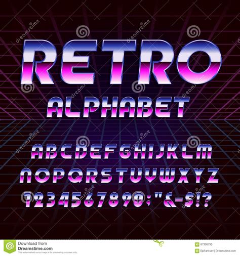 80s Font Style 80s Retro Alphabet Vector Font Stock Vector Image