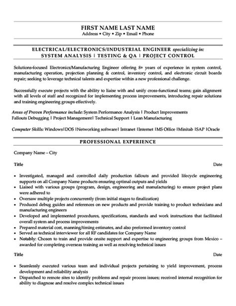 To obtain a management position at an established professional company where project management, manufacturing, design and communication skills. Production Engineering Technician Resume Template | Premium Resume Samples & Example