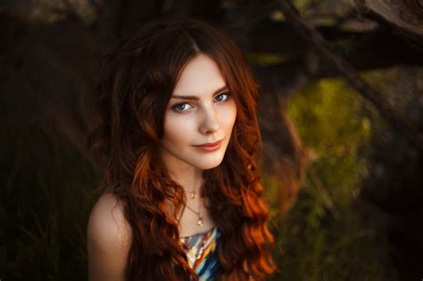 1122863 Face Sunlight Forest Women Redhead Model Portrait Long