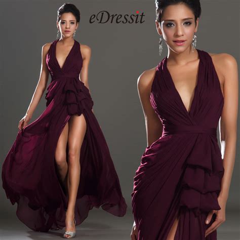 EDressit New Stylish Halter V Cut High Split Evening Dress 00131117