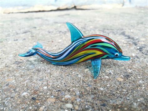 Glass Dolphin Hand Blown Glass Dolphin Figurine Dolphin Etsy
