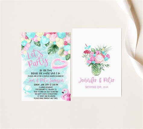 Bridal Shower Pool Party Invitation Couples Shower Pool Party Etsy