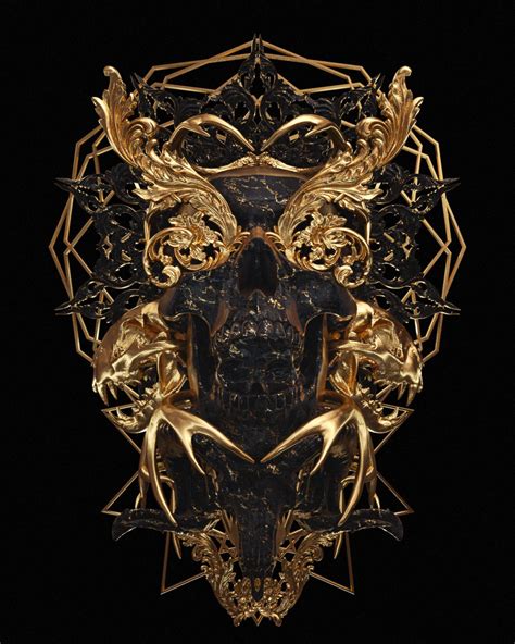 Black And Gold Skull Wallpaper