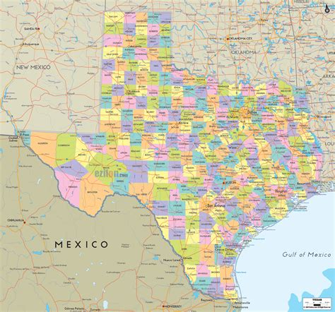 Texas Map With Counties And Highways State Map