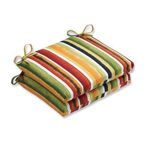 Set Of 2 Hot Tropic Ombre Striped Outdoor Patio Chair Seat Cushions With Ties 185 Walmart