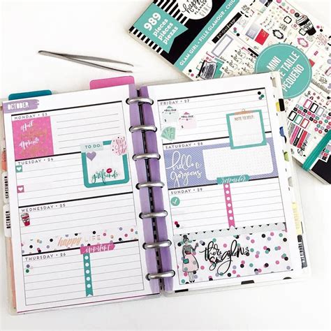 Mini Happy Planner Weekly Layout Using The Hp Glam Girl Sticker Book