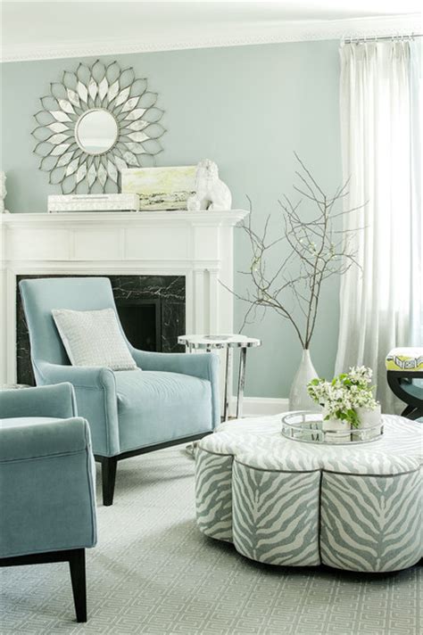 Baby Blue Living Room Transitional Living Room New