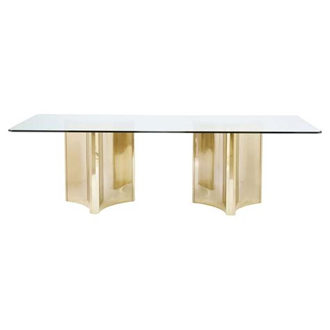 Free delivery and returns on ebay plus items for plus members. Ellen Modern Sleek Gold Double Pedestal Glass Dining Table ...