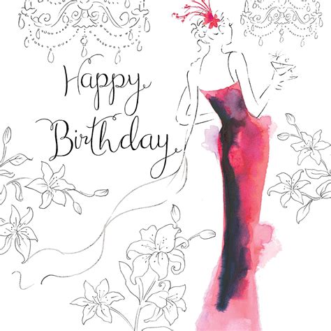 Twizler Happy Birthday Card For Her With Swarovski Crystal Finish And Unique Watercolour Effect