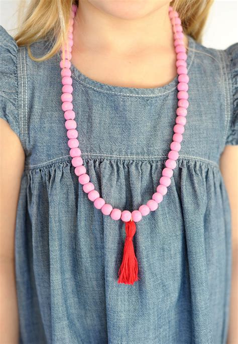 Make This Cute Wooden Bead Tassel Necklace For Valentines Day
