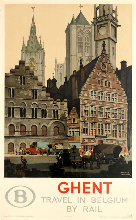 Original Vintage Posters Travel Posters Ghent Travel By Train