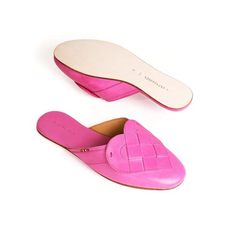 Women S Leather Mule Slippers By A Andreassen In Hot Pink Leather A