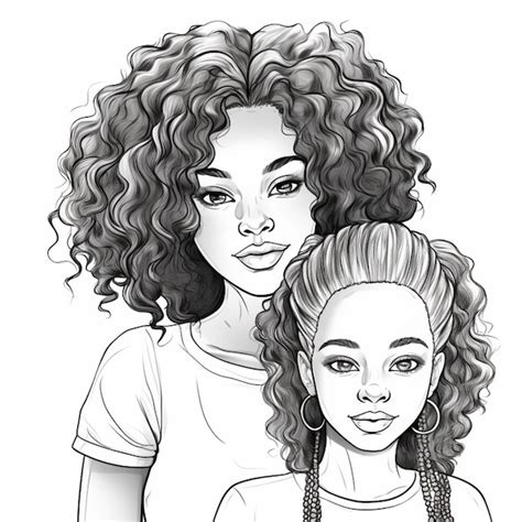 Premium Ai Image A Drawing Of Two Women With Curly Hair And A White