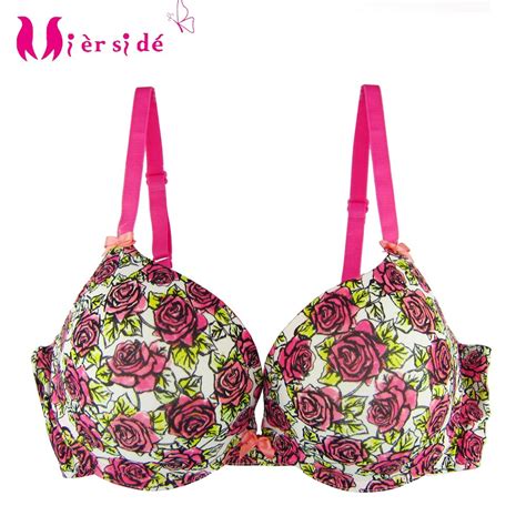 mierside new style floral push up bra rose printing fashion bralette high quality sexy underwear