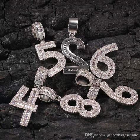 Wholesale Iced Out 0 9 Number Pendant Necklace Men Women Luxury Designer Mens Bling Diamond
