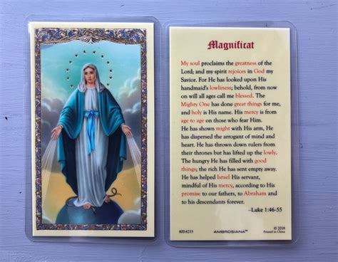 Prayer Card The Magnificat St Pauls Catholic Books And Ts