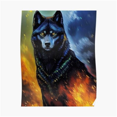 Black Fire Wolf Impasto Ai Generated Art Poster For Sale By