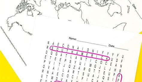continents and oceans worksheet printable