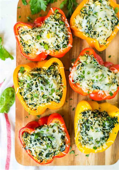 Vegan couscous stuffed bell peppersthe spruce eats. Spinach Artichoke Quinoa Stuffed Bell Peppers - WellPlated.com