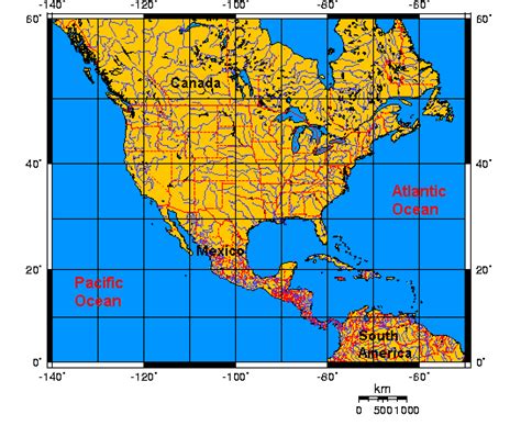 North America Map Latitude Longitude Map Of World