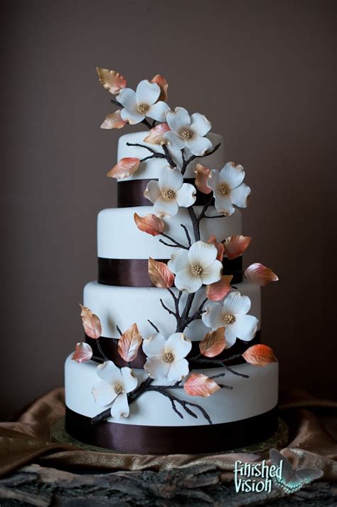 Dogwood Wedding Cake All Gumpaste Flowers On A Chocolate Branch