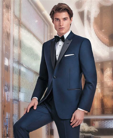 Navy Blue Man Suits With White Striped Groom Tuxedos Groomsman Suit