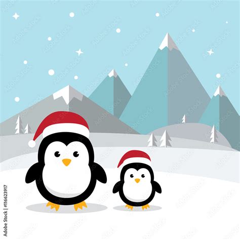 Penguins Standing On White Snow In Antarcticas Winter Background Cute