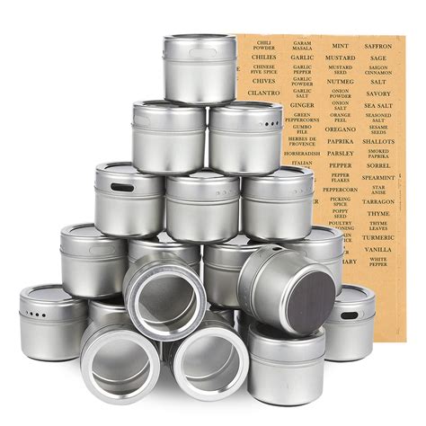 Juvale 20 Pack Magnetic Spice Containers Storage Tins With