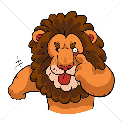 Cartoon Lion Makes A Taunting Face Vector Image 1957590