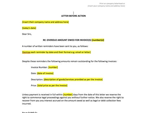 letter before action template uk template agreements and sample contracts