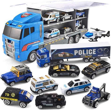 Gold Toy 10 In 1 Die Cast Police Patrol Rescue Truck Mini Police