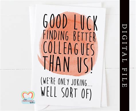 Goodbye Card Printable Colleague Leaving Card Instant Download Etsy