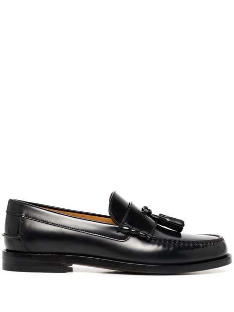 Gucci Tasselled Leather Loafers In Black Modesens