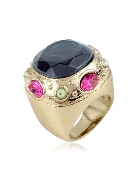 Az Collection Large Crystal Stone Ring In Gold Lyst