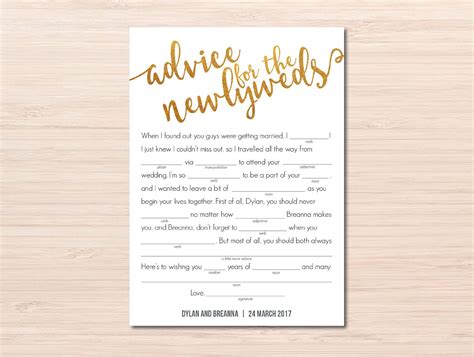 Advice for the Newlyweds ~ Wedding Advice Cards ~ Advice 