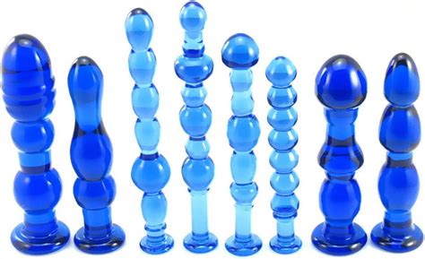 Blue Glass Anal Plug Buttplug Set Anal Glass Vagina Plug Dilatador Anal Beads